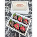 6pcs Black Red & Gold Leaf Chocolate Strawberries Gift Box